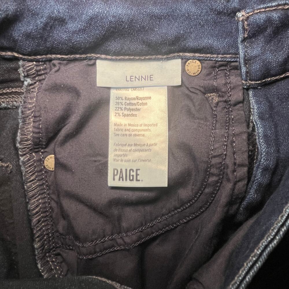 Paige Wide Leg Jeans Lennie High Rise Cropped Stretch Denim Blue Size 25 - Picture 10 of 13